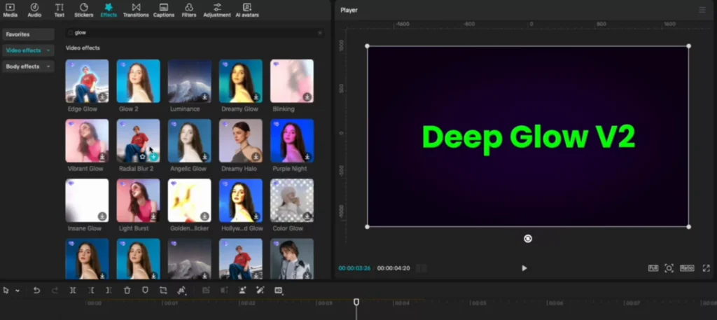 Applying glow 2 effects on to your clips