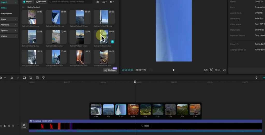 Drag and drop clips