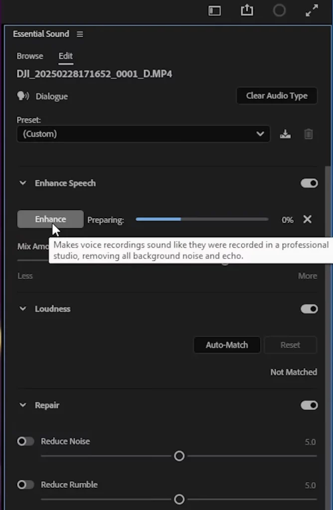 CapCut vs Premiere Pro (2025): Which Video Editor is better? 22 Enhance speech feature in Premiere Pro