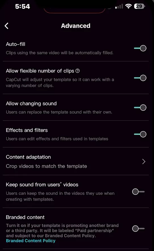 Go to advanced settings to modify