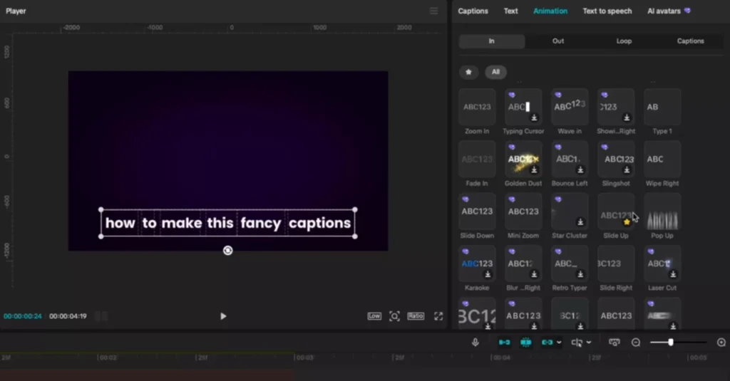 Look for the slide up animation