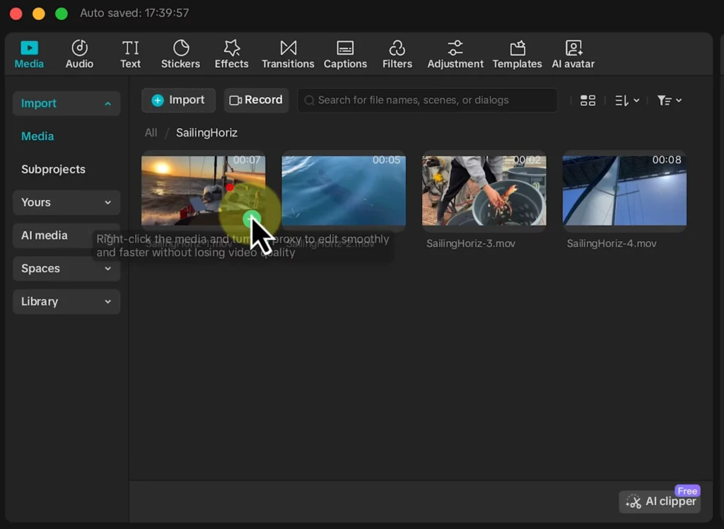 Picking from horizontal videos