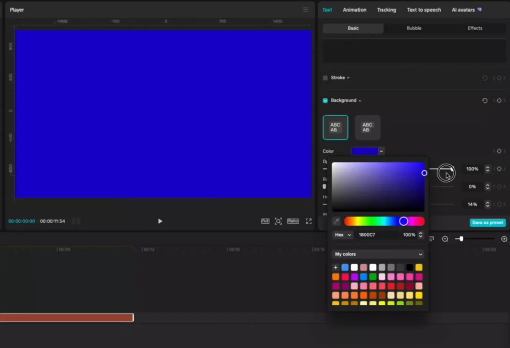 Select the color of the background