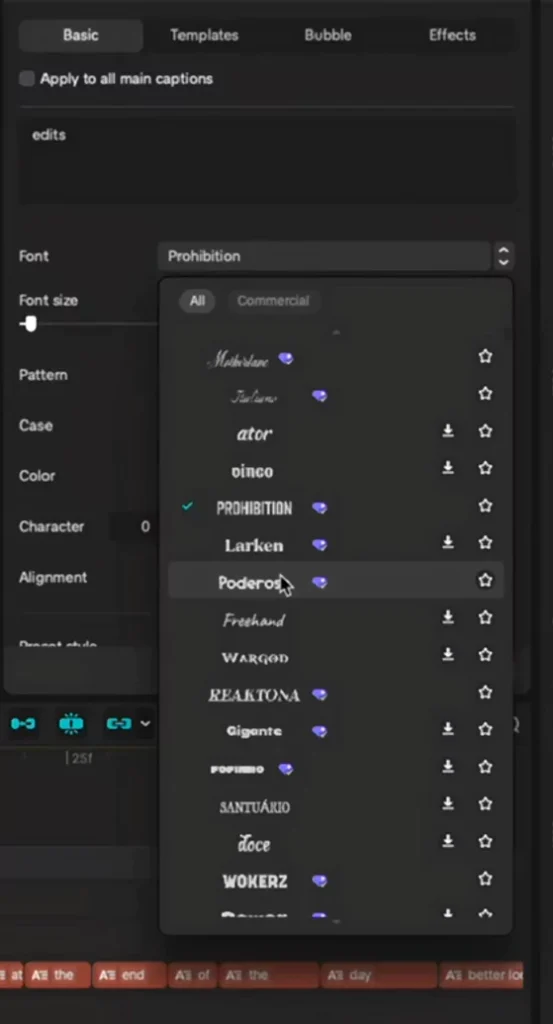 Select the font