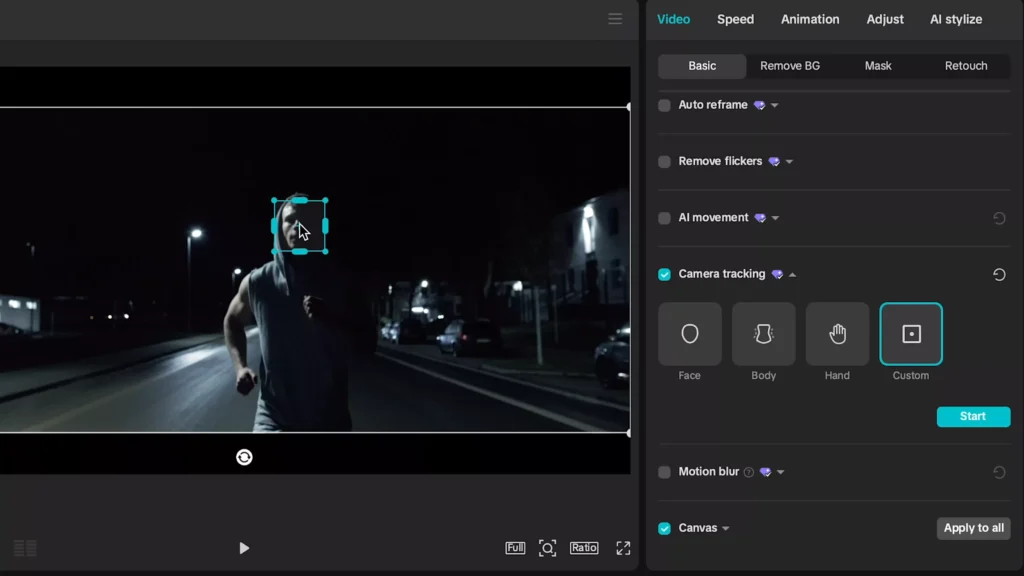 Custom camera tracking