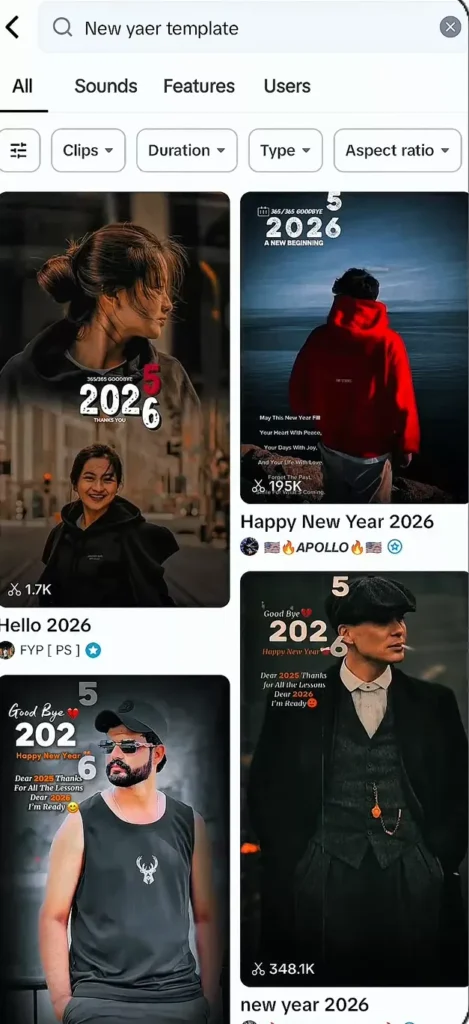 Search for new year capcut templates