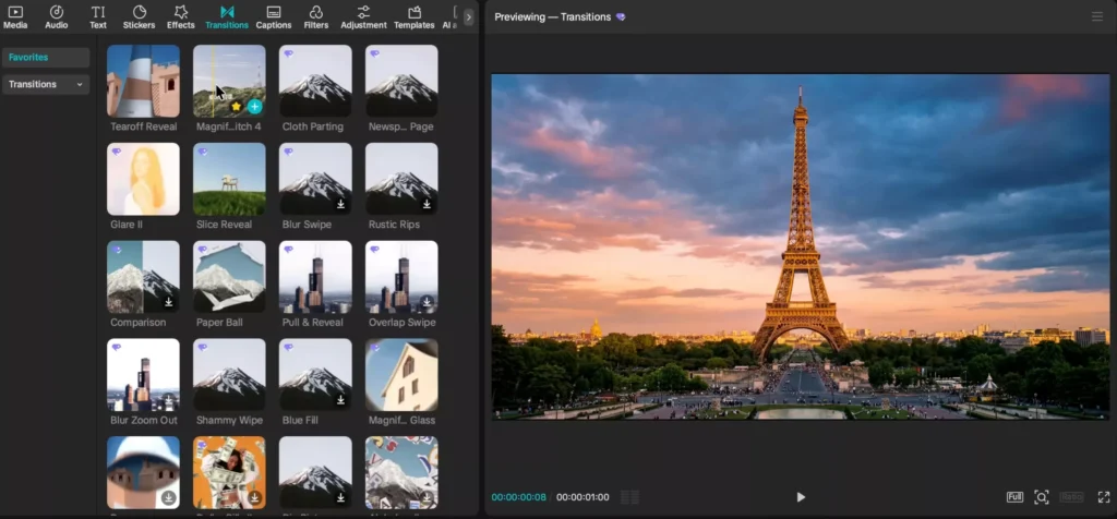 Adding the transition between the frames