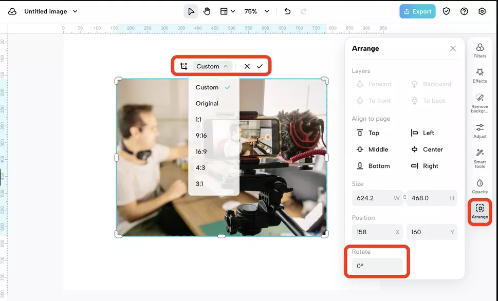 CapCut aspect ratios