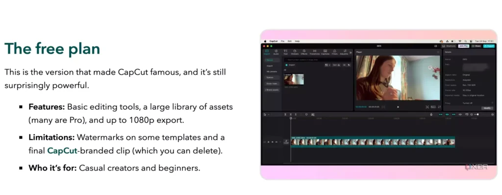 CapCut free plan explained