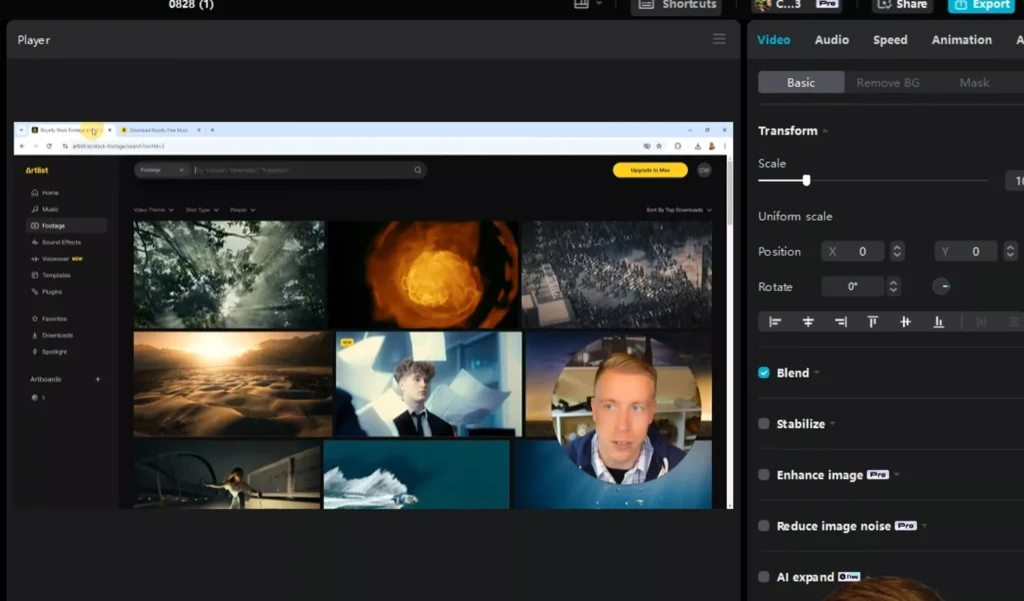 Enhance image reduce noise AI stabiliser