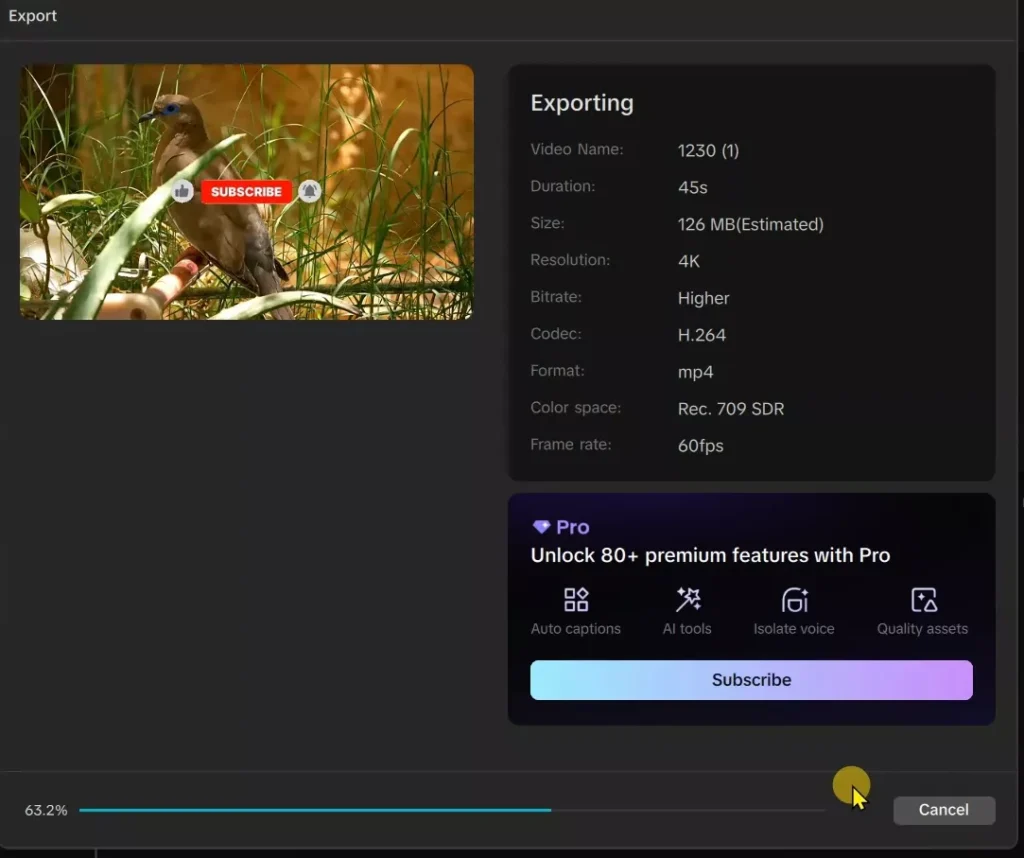 Export will save to PC without watermark or payment