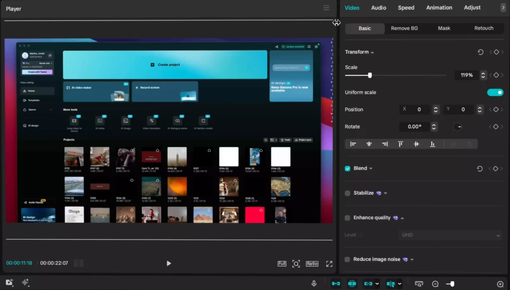 Go to first frame and zoom it in