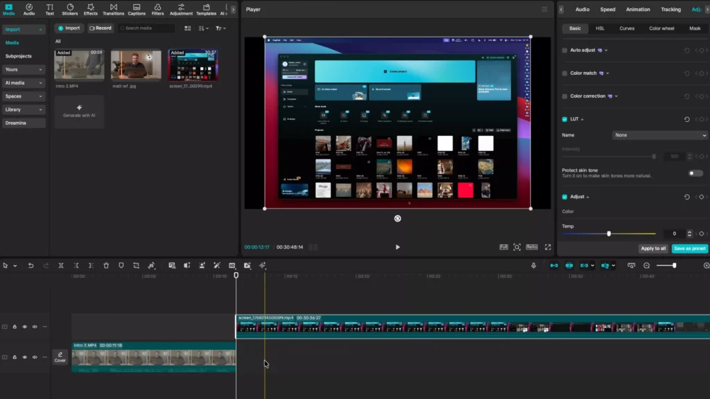 Import screen recording