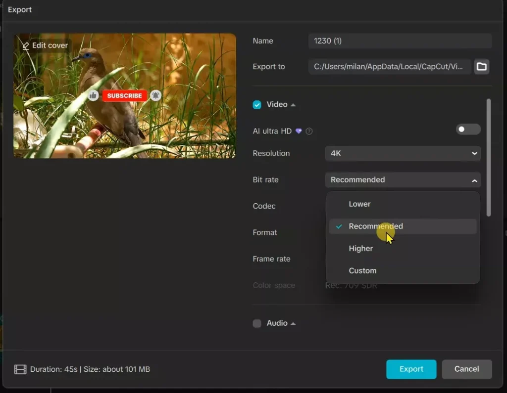 Now you can export 4k as CapCut does not detect any pro features