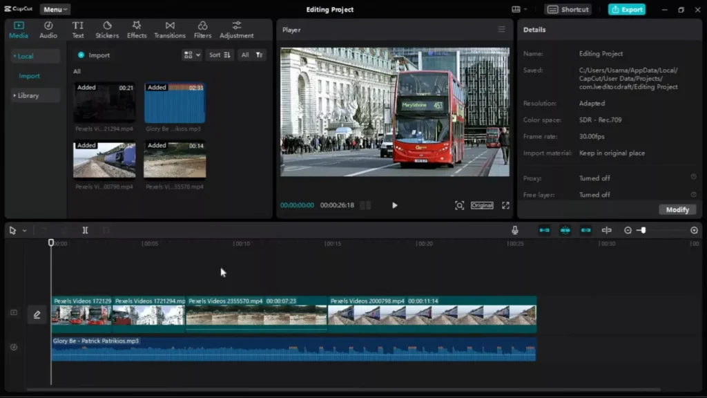Open the project in CapCut