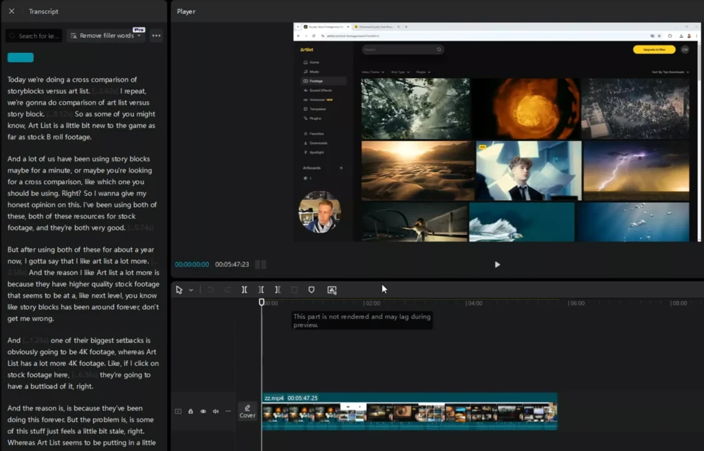 Transcript based editing