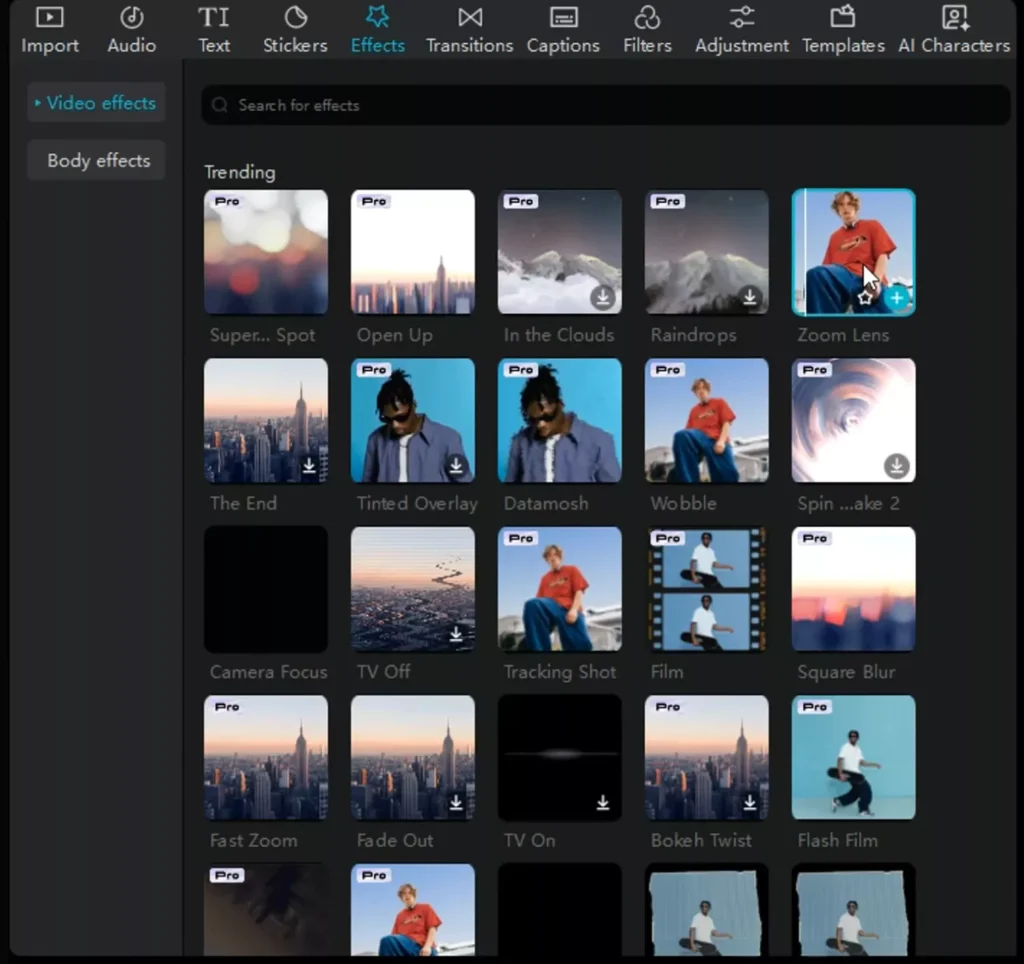 Trending body effects