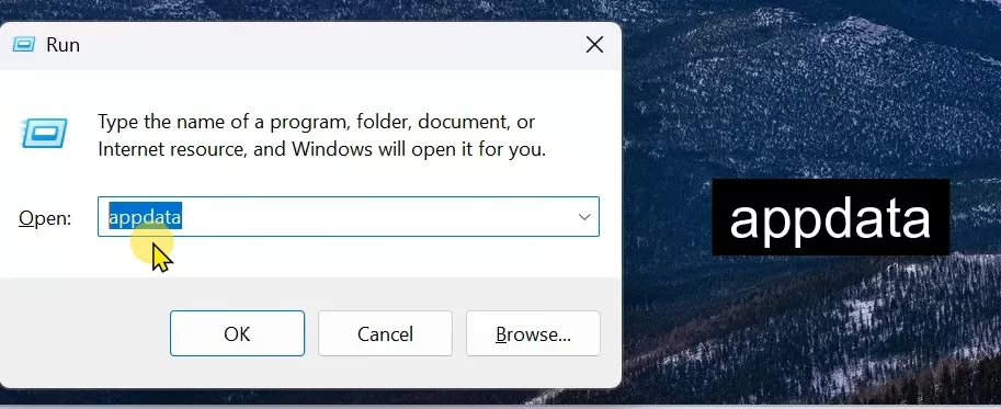 Type appdata in the run box