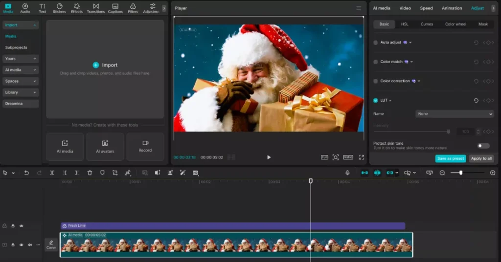 Using LUTs in CapCut