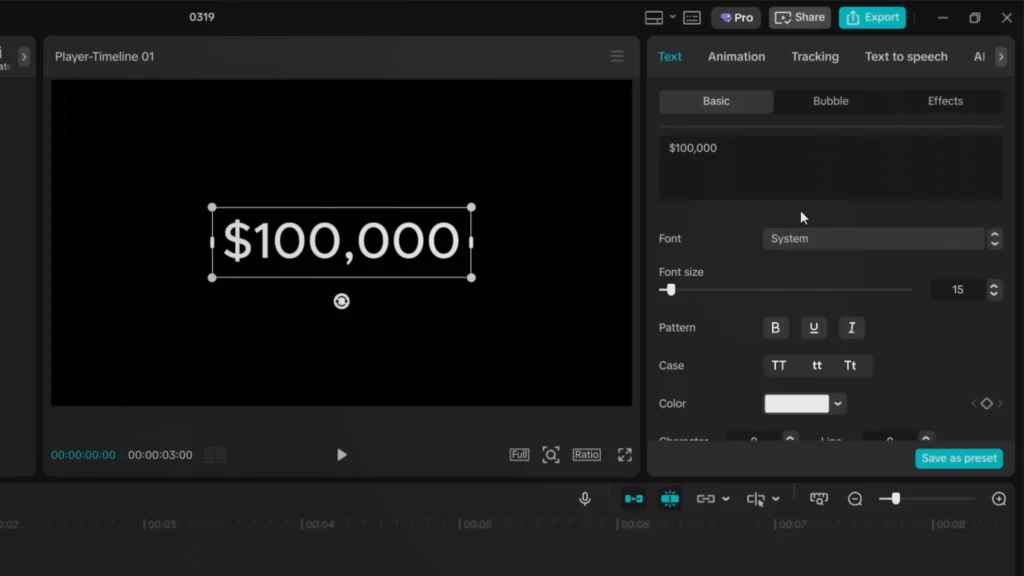 Add a text layer and insert your starting number