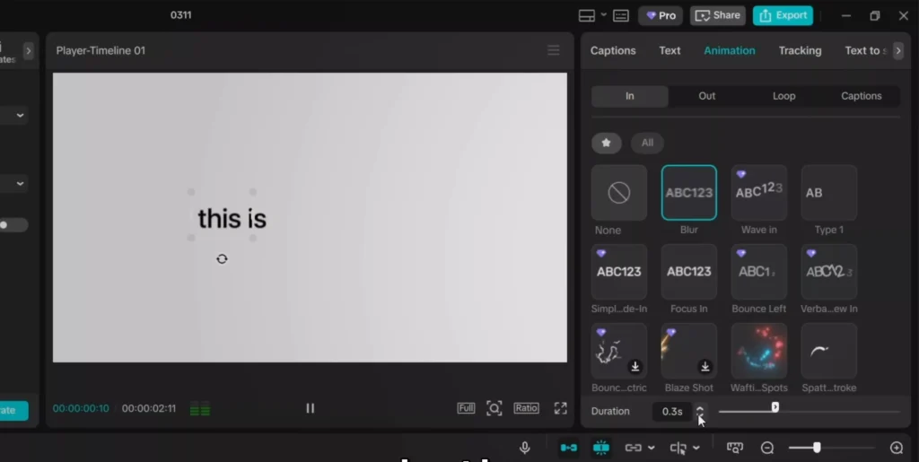 Adding the blur animation