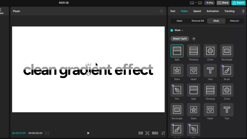 Applying a split mask