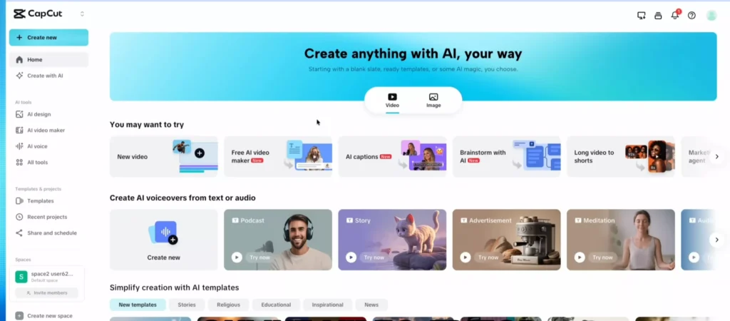 CapCut online video editor with powerful AI features