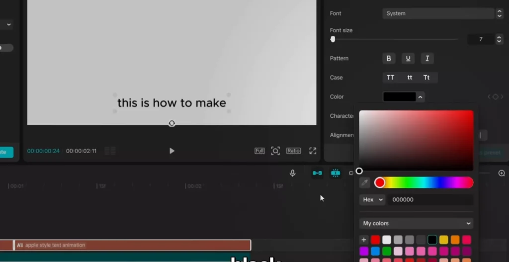 Change the text color to black