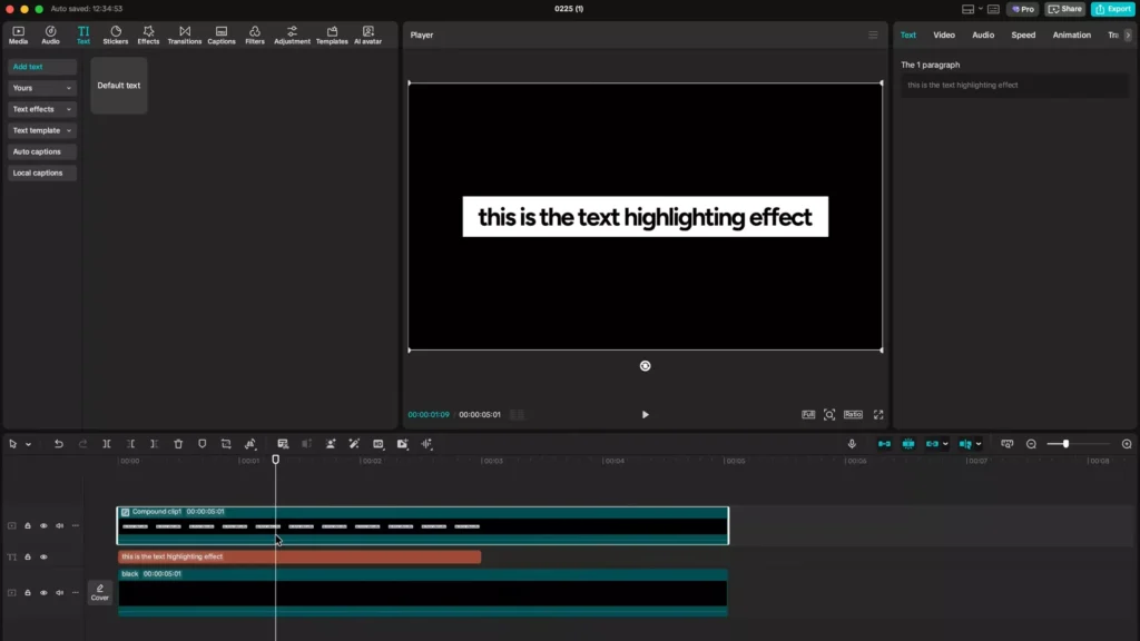 Creating a compound clip for the black text on the white background
