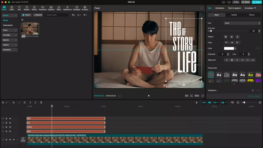 Creating the base text layers