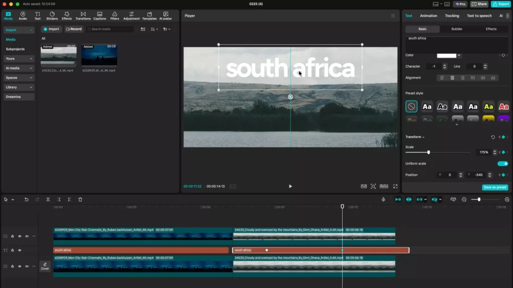 Drag the text up using transform keyframe to reveal it