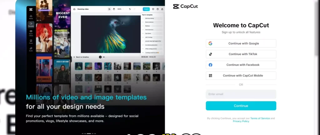 Go to online CapCut and login