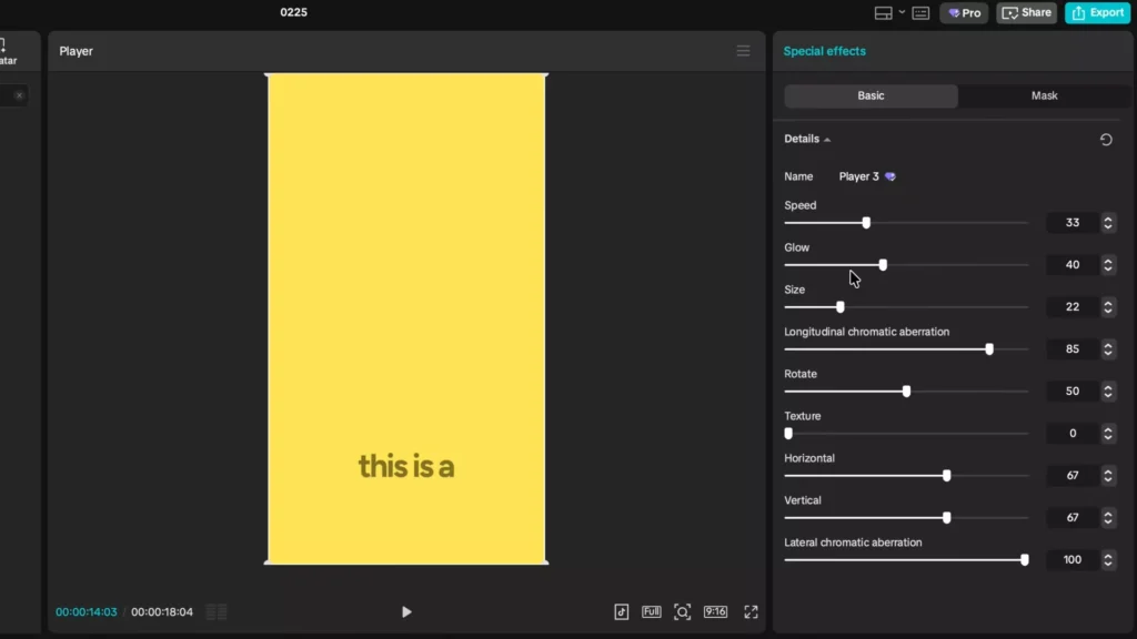 Modify the properties of the effect to your liking