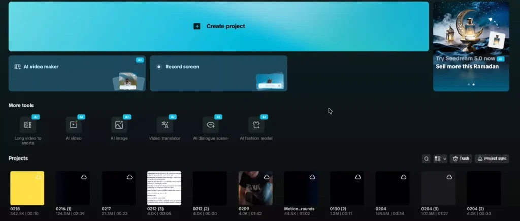 Open CapCut and create a new project