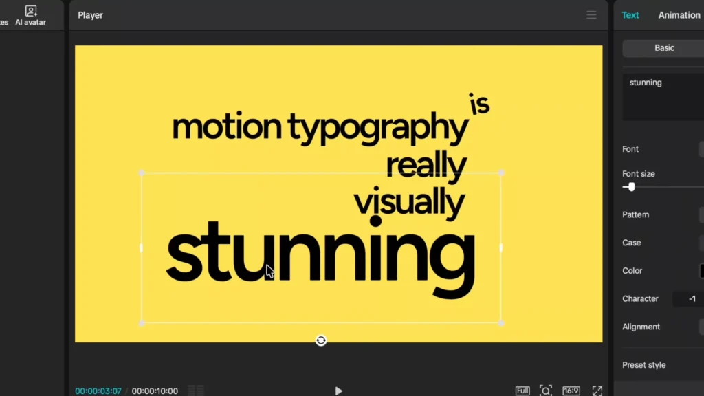 Place the words on the screen manually where you require them to be
