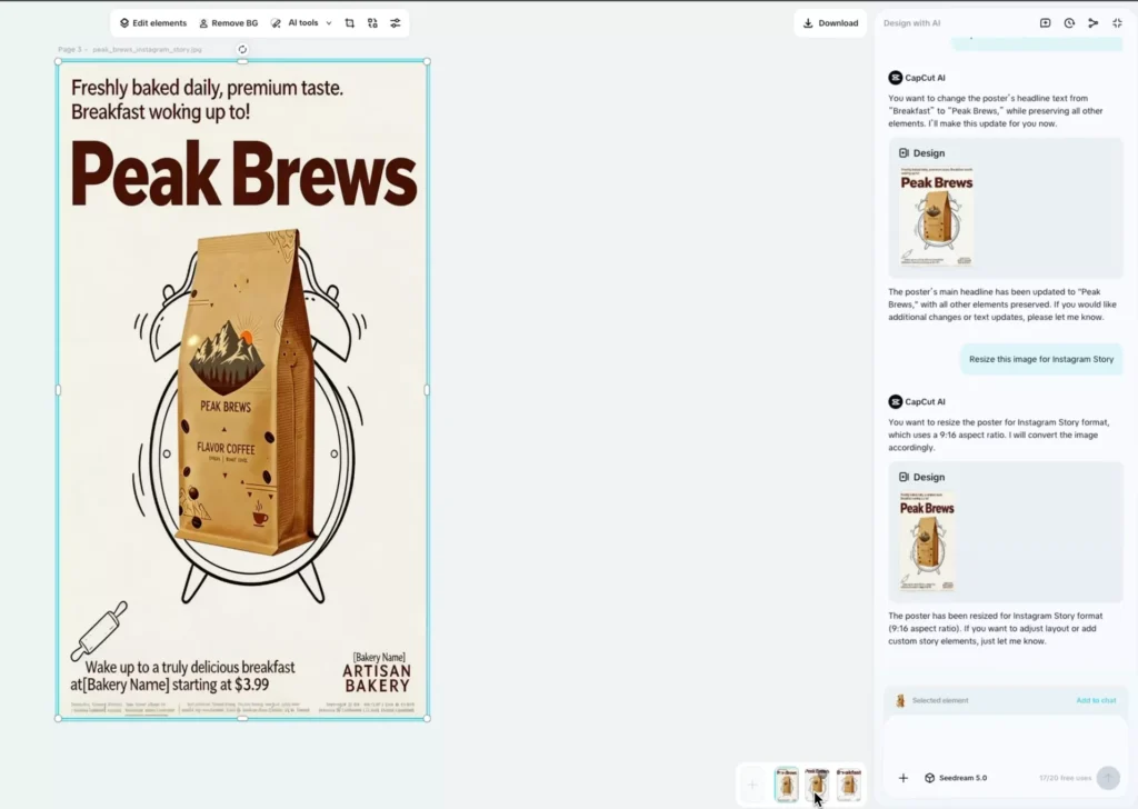 Resizing the image instantly for Instagram stories