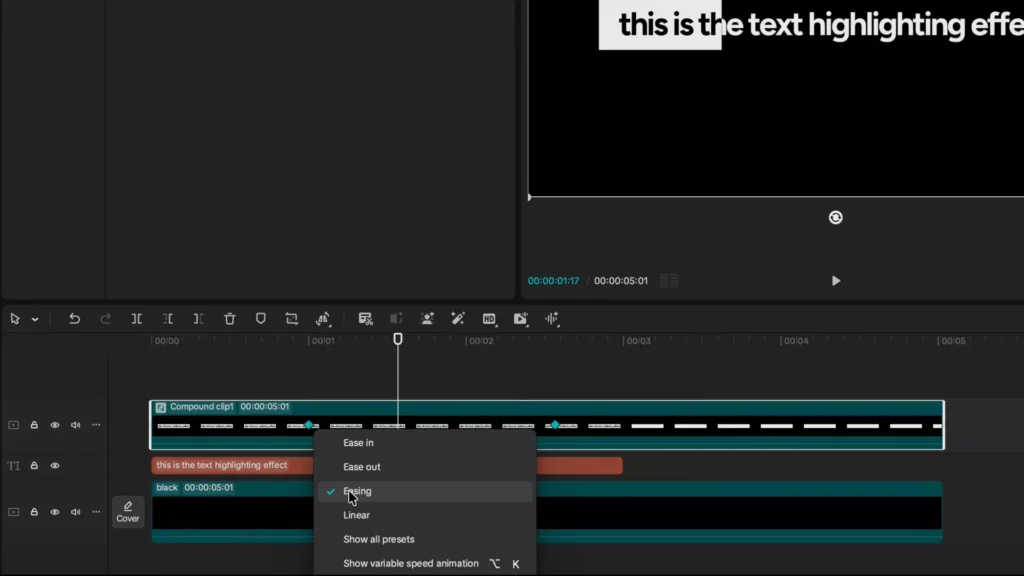 Select easing effect