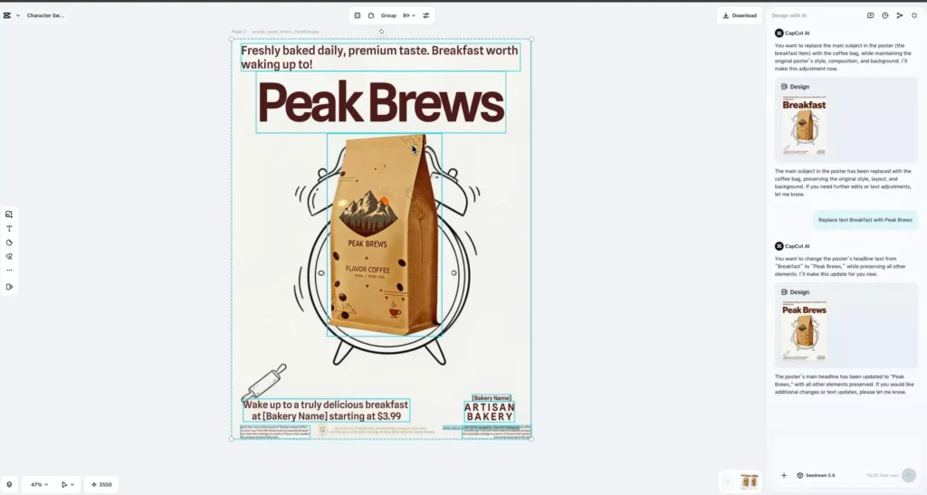 Seperate layers can edited for full control