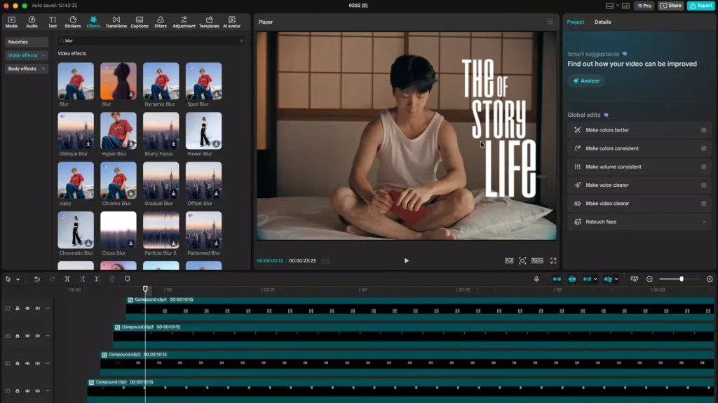 The effect is integrated into the scene to provide a smooth text reveal effect