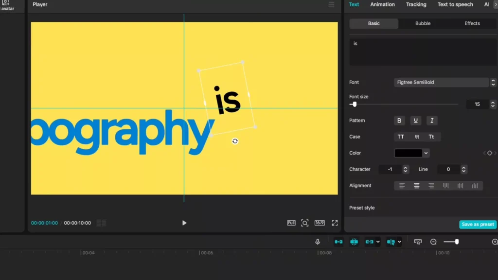Try with various animation effects for each of your words