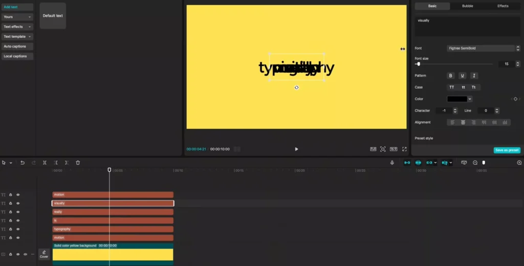Type your words on each of these layers