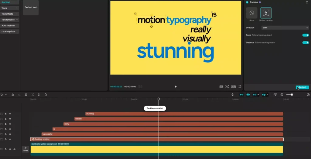 Using the motion tracking feature