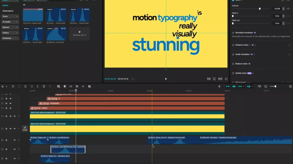 Using the sound effects within CapCut for your motion typography