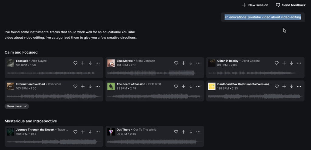 AI features in Epidemic Sound