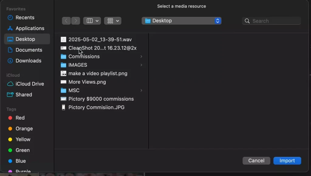 Add the audio file
