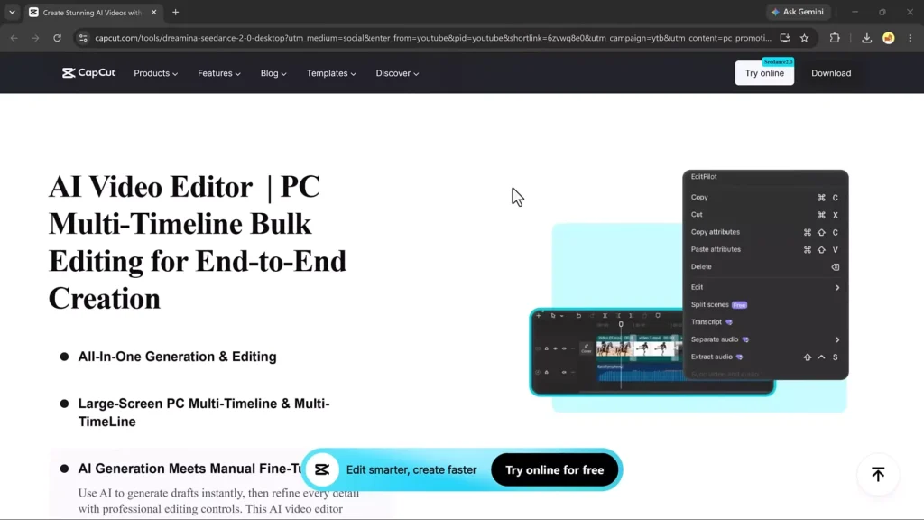 CapCut PC AI video editor