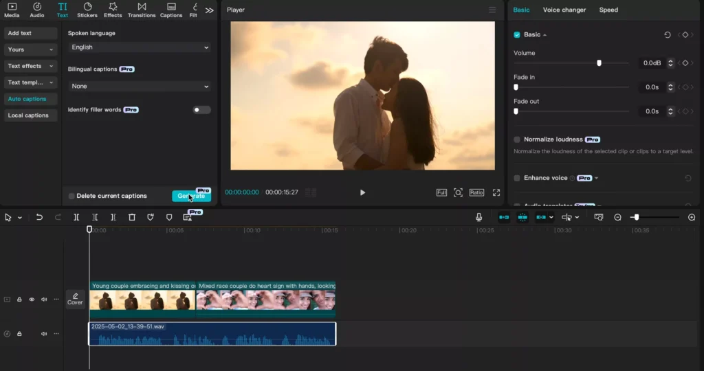 Generate auto captions
