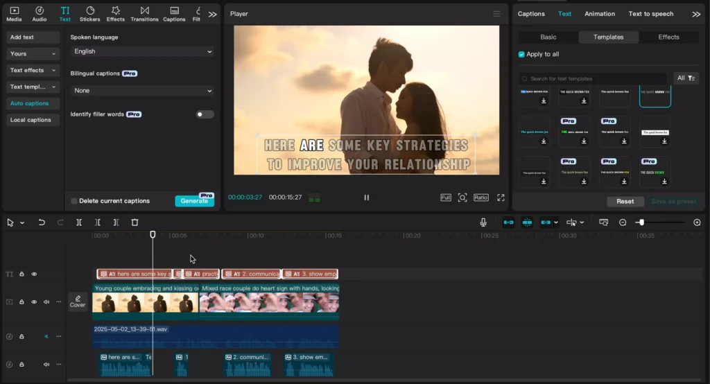 Using the text templates