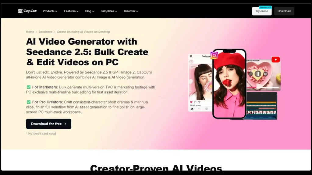 CapCut AI video generator