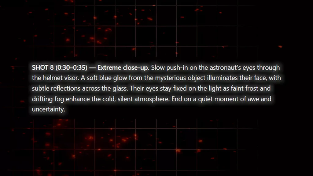 Continuation of the shot using AI extend feature